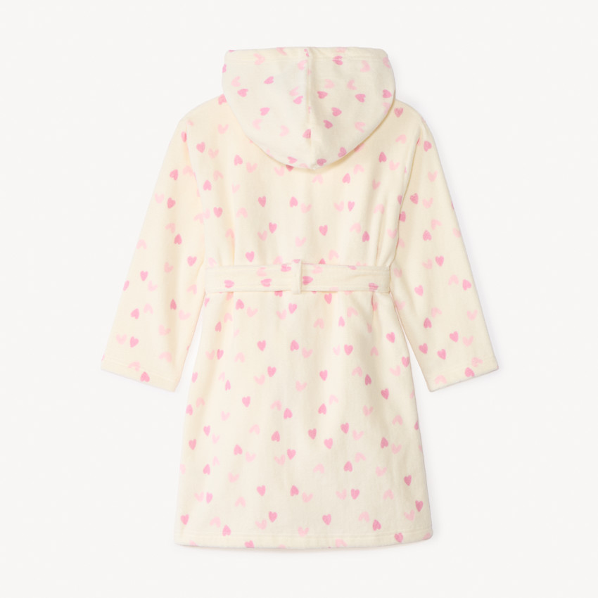 Albornoz de baño de felpa con estampado de corazones para niña 
