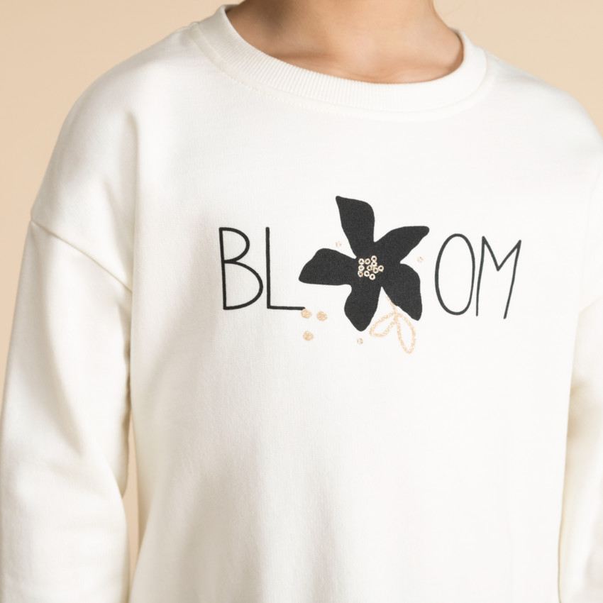 Vestido bicolor efecto 2 en 1 con motivos florales para niña 