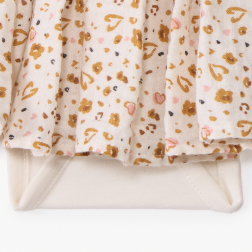 Ropita body efecto 2 en 1 con estampado de leopardo para niña. 