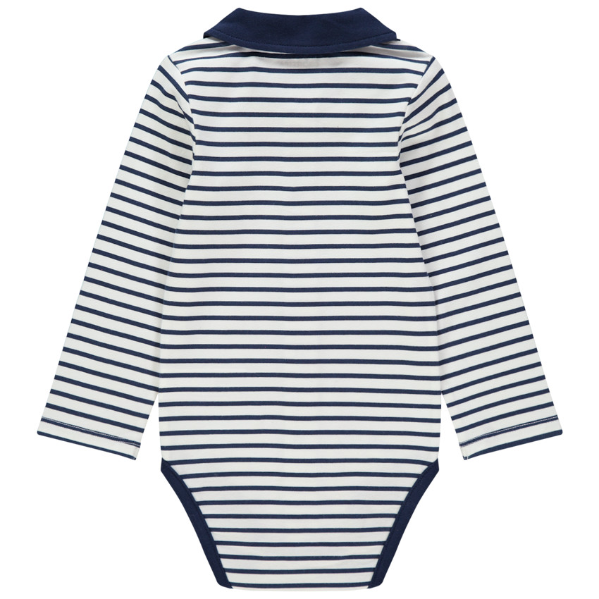 Pack de 2 bodies de manga larga lisos y rayados para bebé niño 