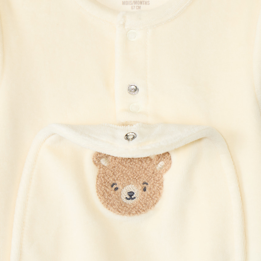 Pelele de terciopelo con parche de osito efecto bucles para bebé 