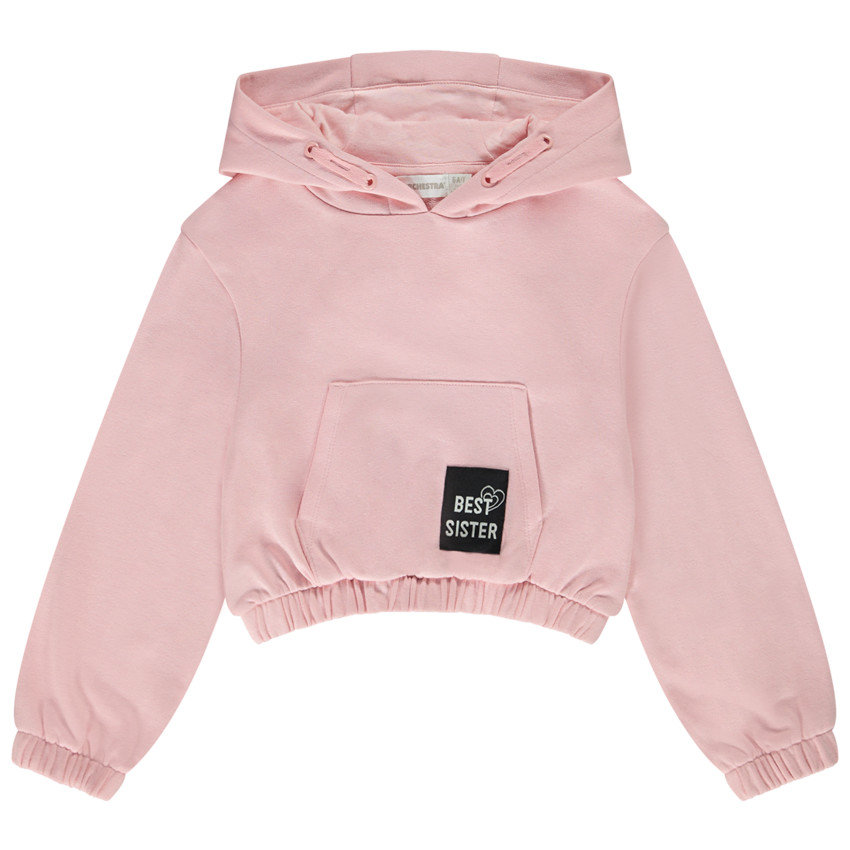 Sudadera con capucha de felpa lisa para niña 