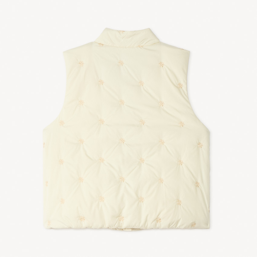 Chaleco sin mangas con flores bordadas para niña. 