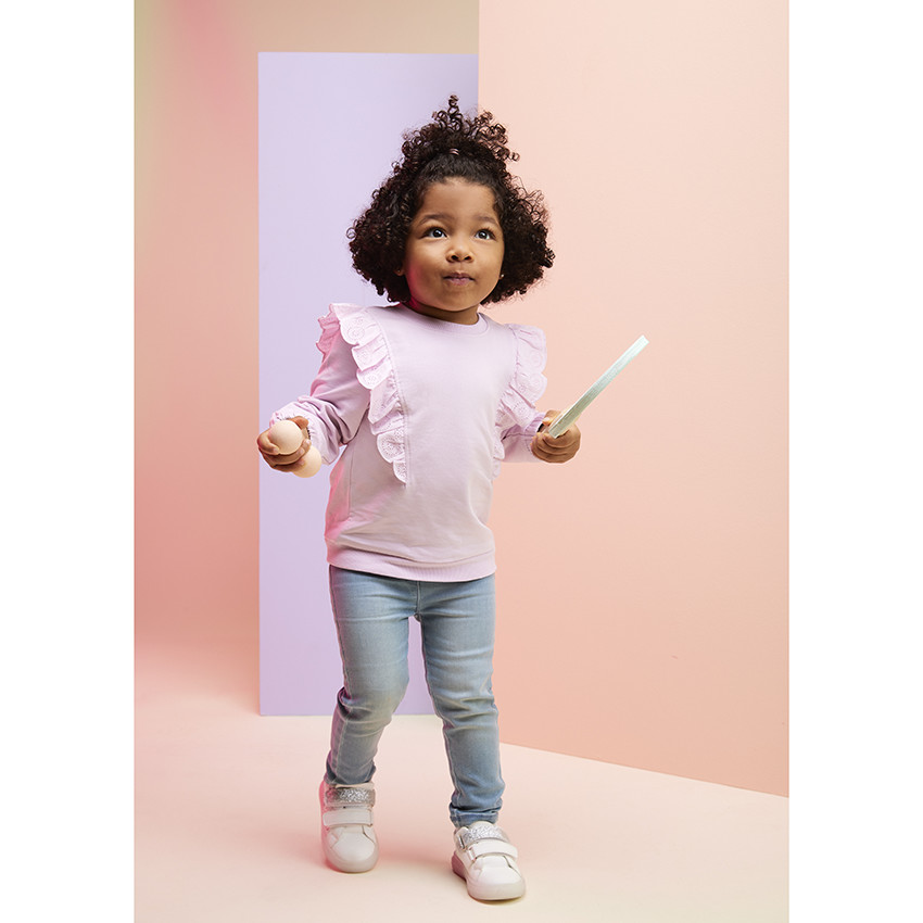 Sudadera de felpa con detalles de volantes para bebé niña 