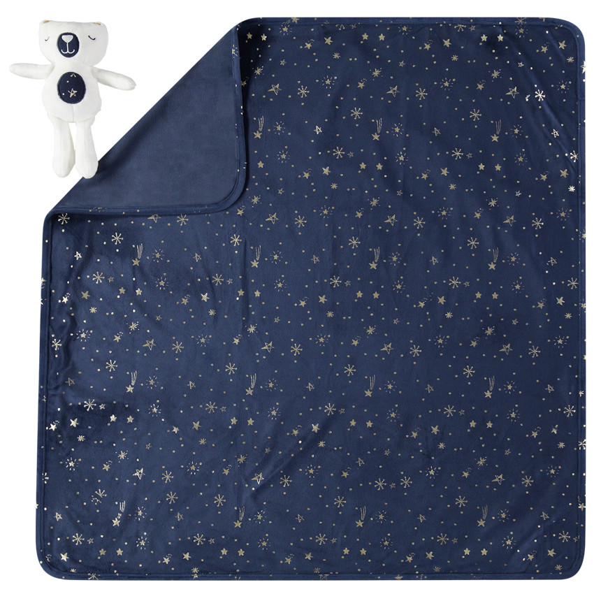 Manta estampado all-over y oso de peluche 