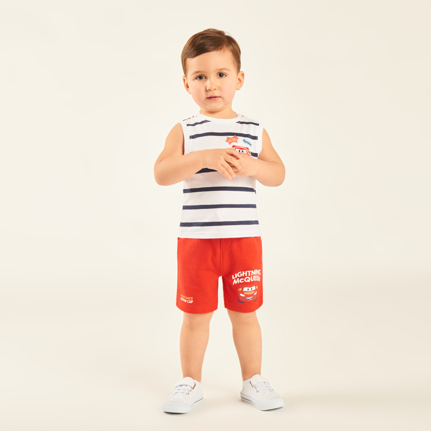 Conjunto corto de 2 piezas: camiseta sin mangas + pantalón corto Flash McQueen Cars de Disney-Pixar para bebé niño. 