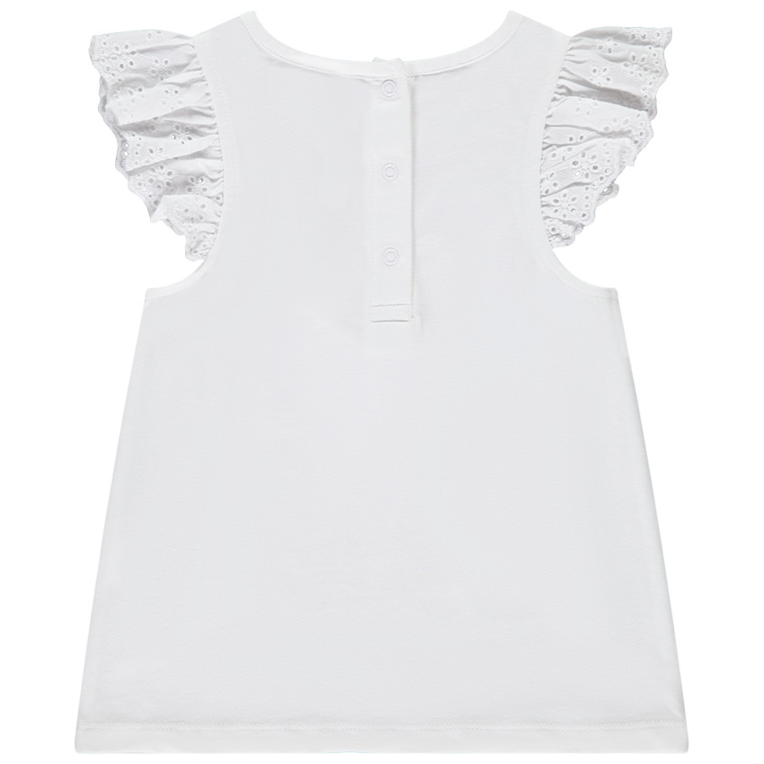 Camiseta de manga corta con volante y motivo brillante para bebé niña 