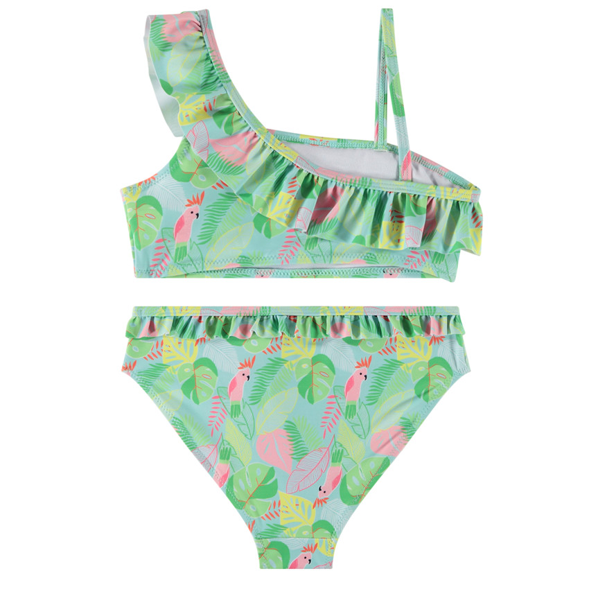Maillot de baño 2 piezas asimétrico estampado jungle para niña 