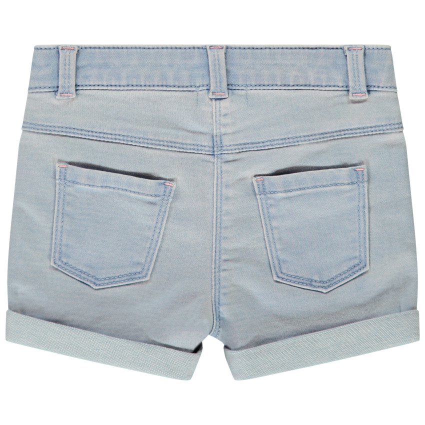 Short de mezclilla con bordados de flamencos para bebé niña 