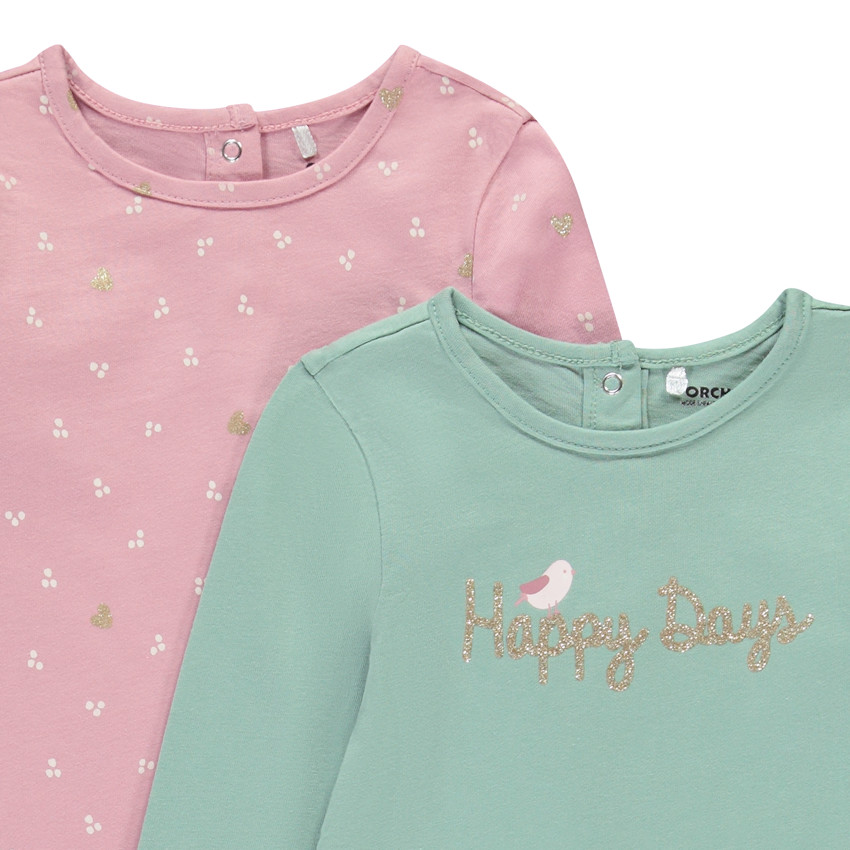 Pack de 4 camisetas de manga larga con estampado para bebé niña 