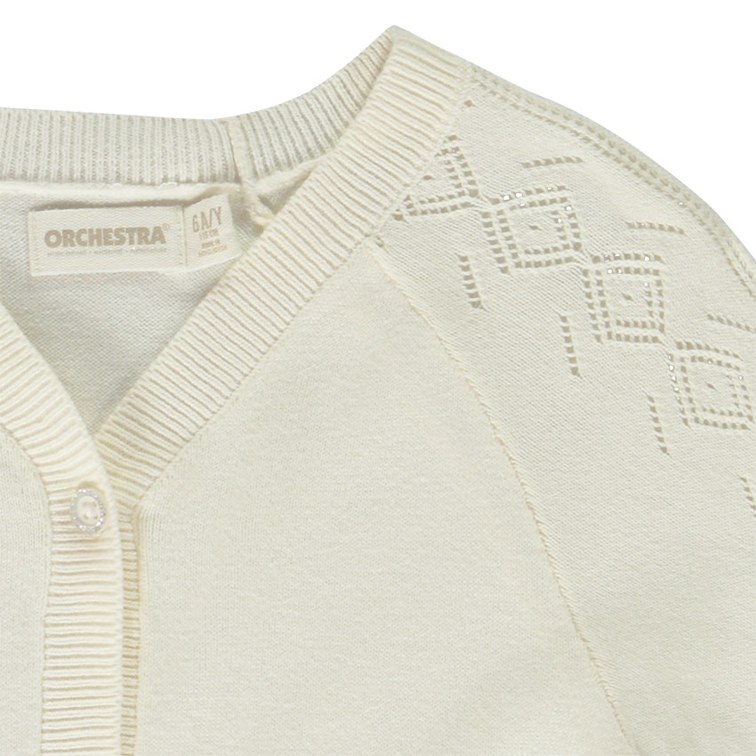 Gilet mangas raglán de punto calado niña 