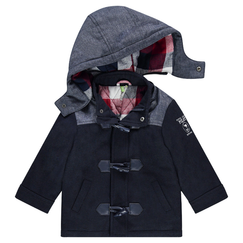 Trenca de poliéster y lana forrada con franela a cuadros 