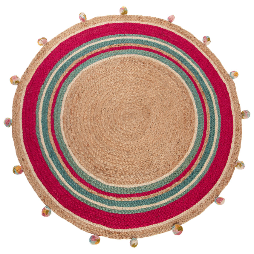 Alfombra de yute con pompones 120 cm  Additional Alfombra de yute con pompones 120 cm