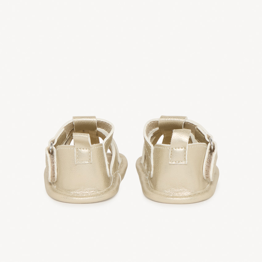 Sandalias de tiras doradas texturizadas para niña bebé 