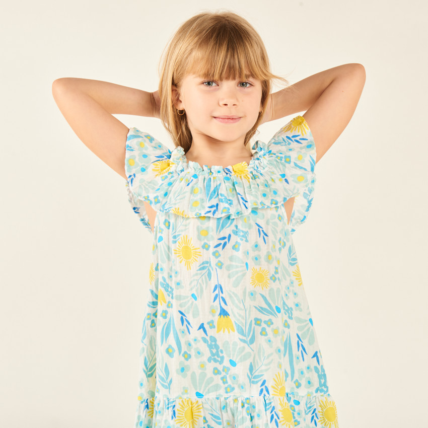 Ropita de tirantes con estampado primaveral para niña 