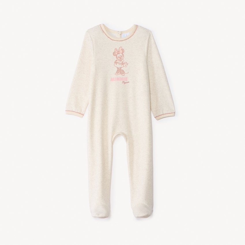 Dors-bien en velours à puff print Minnie Disney pour bébé fille avec ouvertures différentes selon l'âge 