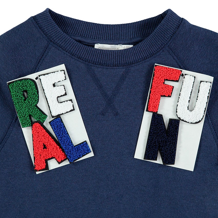 Sudadera de felpa con letras adhesivas de rizo 