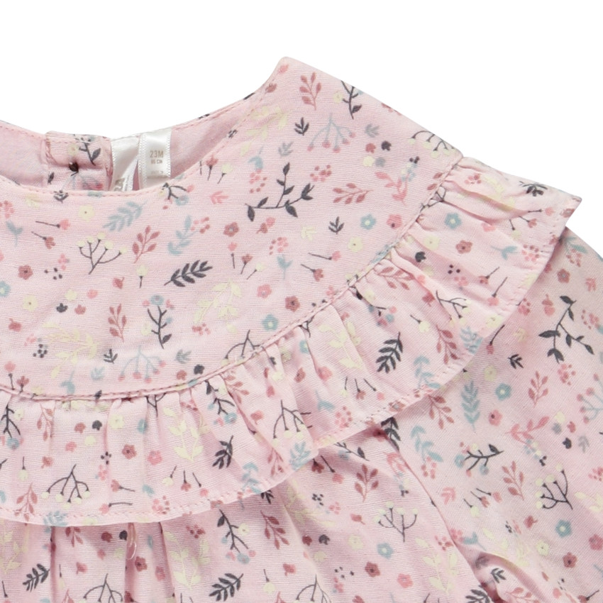 Túnica de manga larga de voile con volantes para bebé niña 