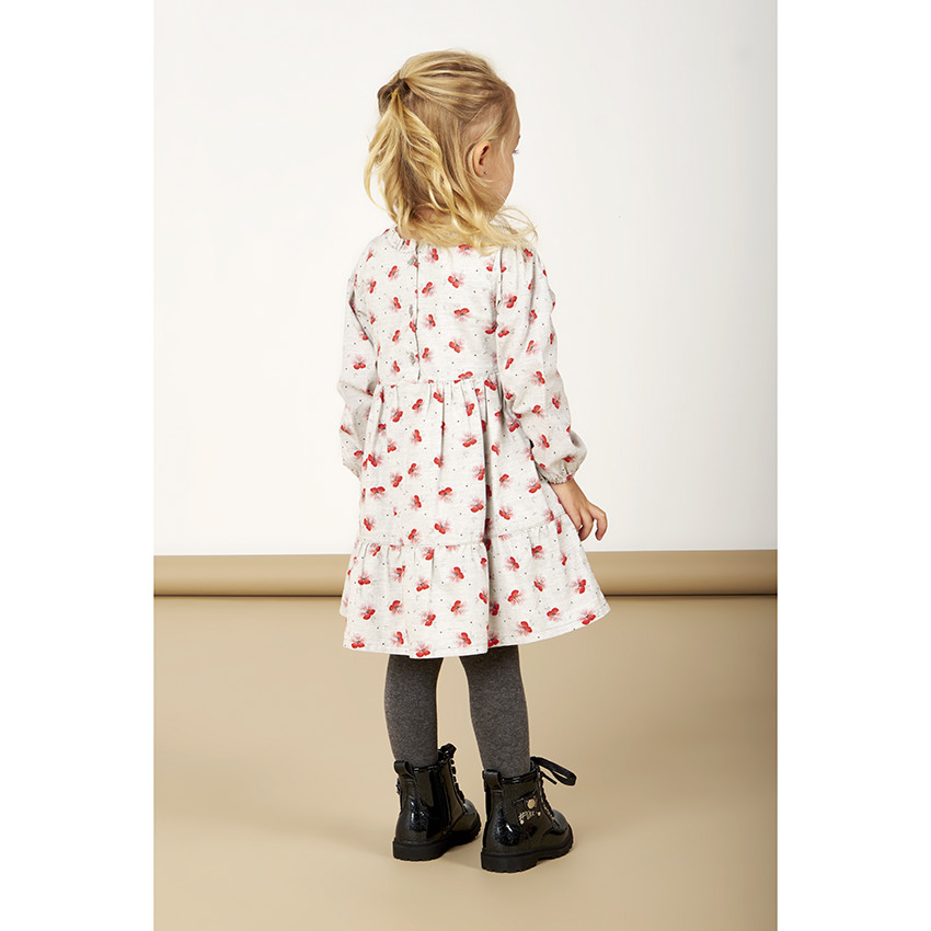 Vestido de algodón de manga larga con estampado de flores para bebé niña 