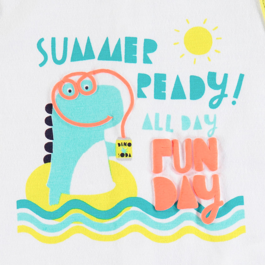 Conjunto con camiseta sin mangas estampada de dinosaurio y short de felpa 