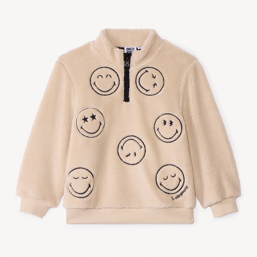 Sudadera tipo camionero en sherpa de SmileyWorld niño. 