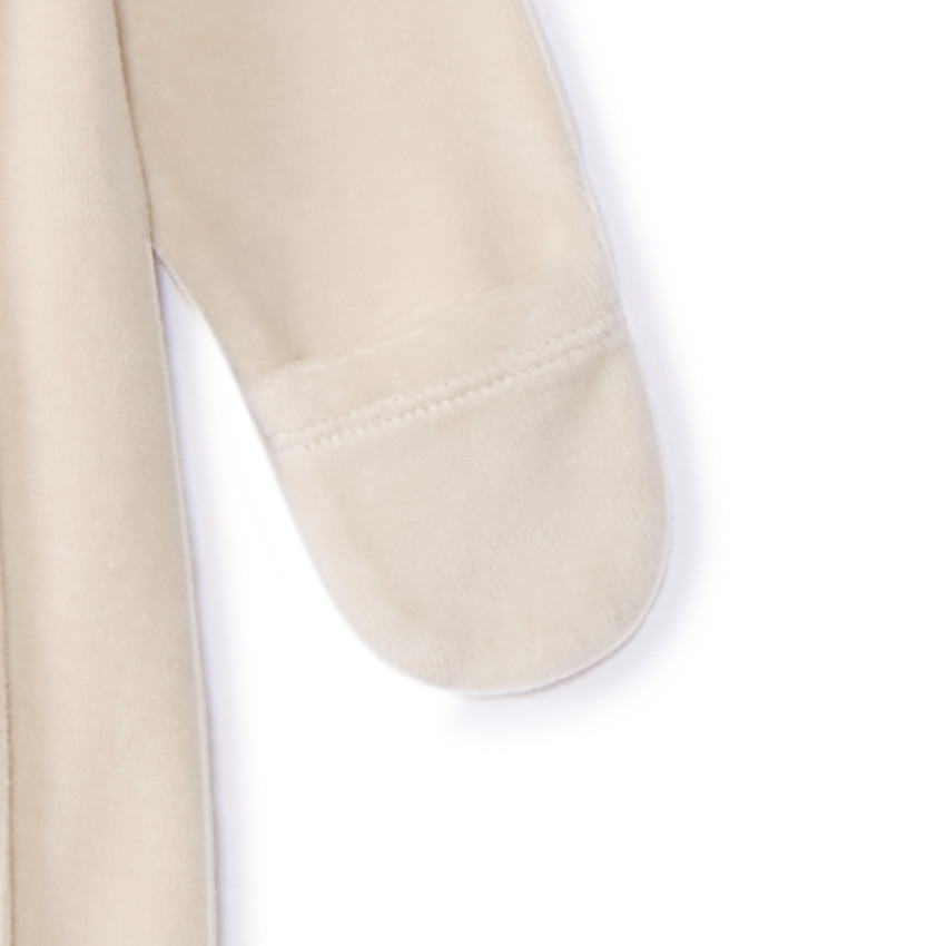 Pelele de terciopelo liso bordado hojas para bebé 