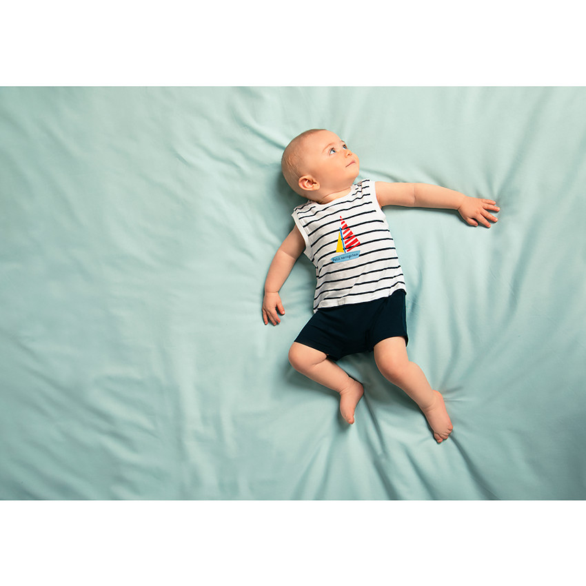 Lot de 2 combinaisons courtes imprimé voiliers pour bébé garçon 