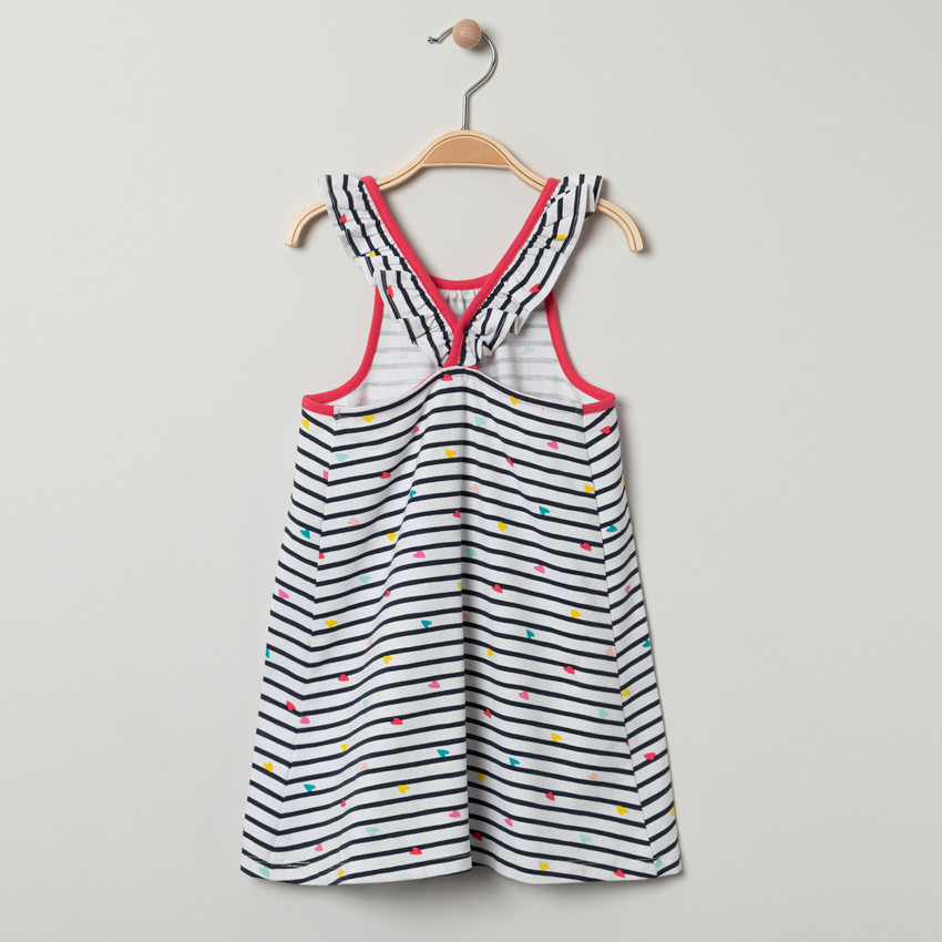 Vestido impreso con tirantes con volante para bebé niña 