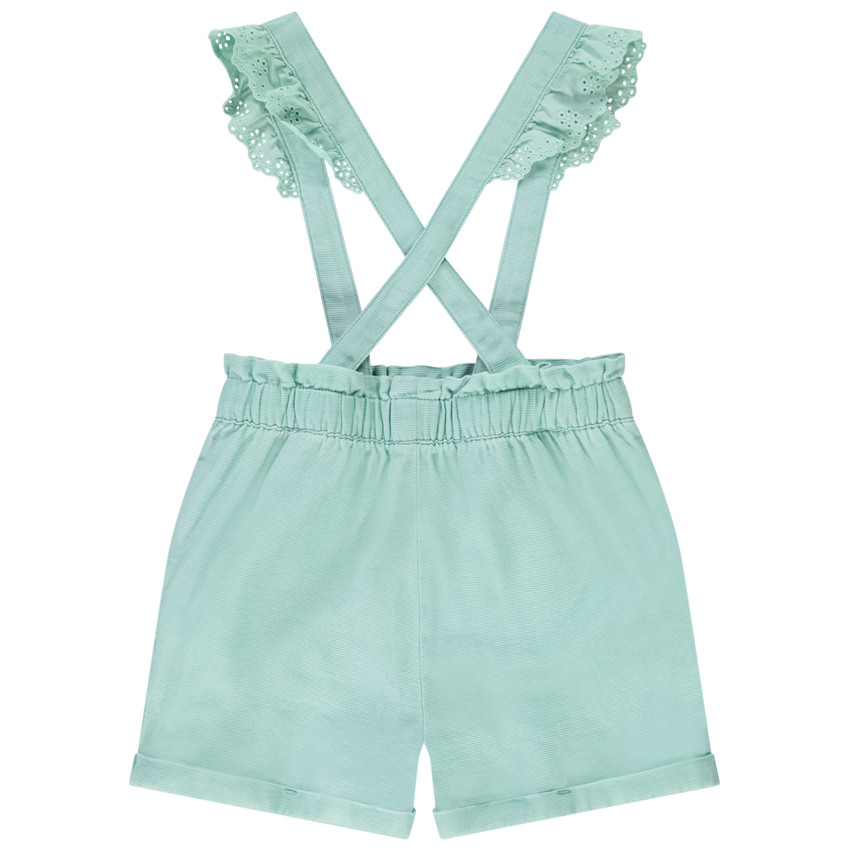 Short à bretelles volantées en broderie anglaise pour bébé fille 
