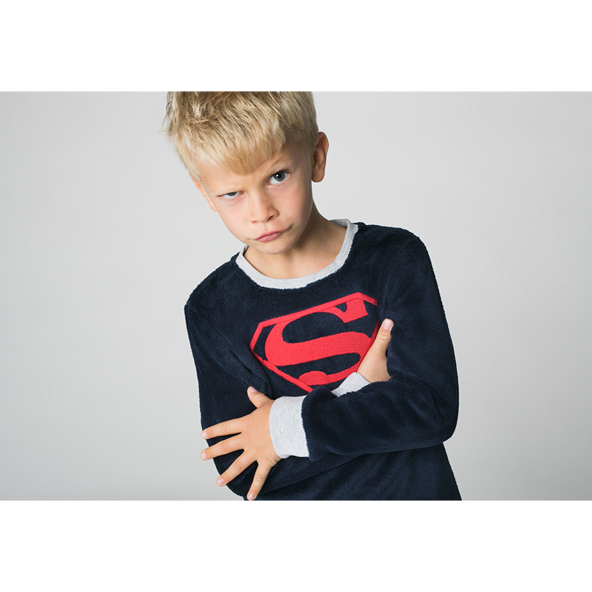 Pijama de polar con logo ©Marvel Spiderman bordado y parte interior de terciopelo de rayas 