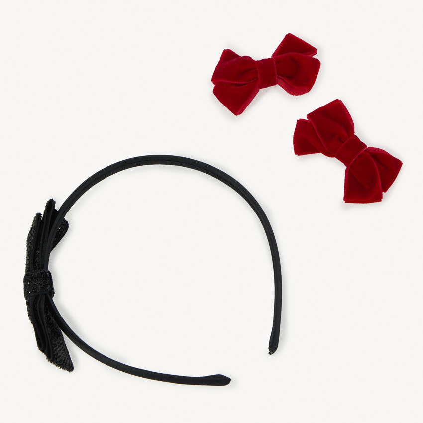 Set serre-tête + 2 barrettes nœuds fantaisie pour fille  