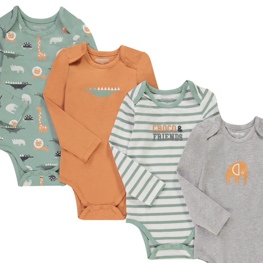 Pack de 7 bodies de jersey estampados para bebé niño 