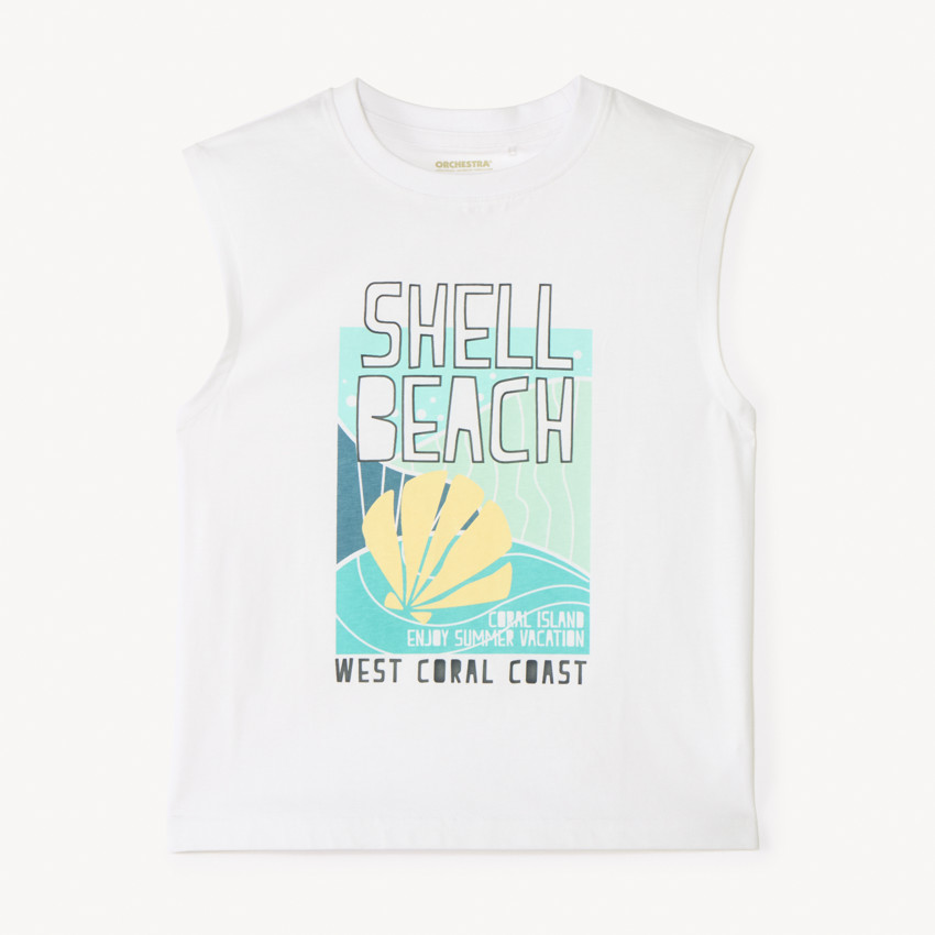 Camiseta sin mangas con estampado de conchas para niño 
