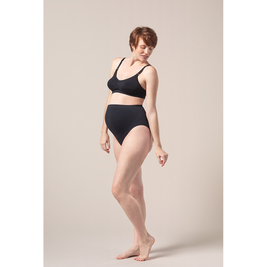 Pantalones de maternidad de cintura alta sin costuras en color liso 