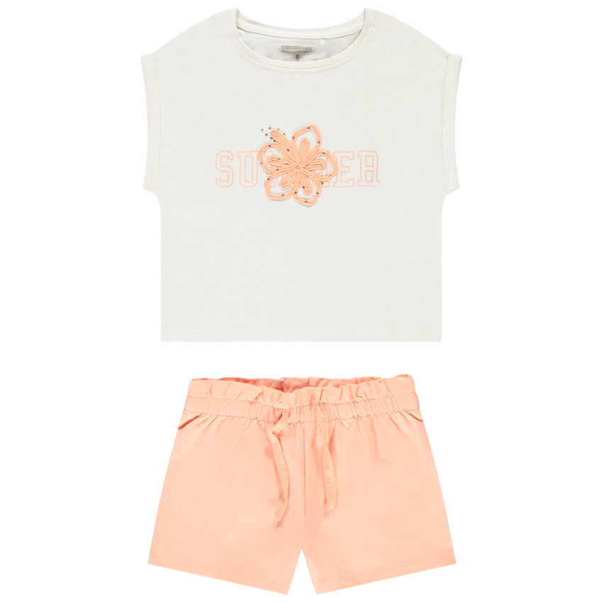 Conjunto de 2 piezas con hibisco y strass para niña 