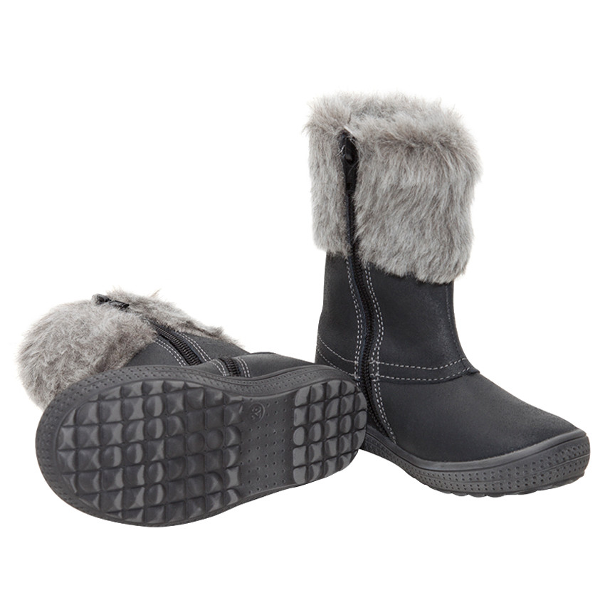 Botines de cuero con empeine de pelo falso  