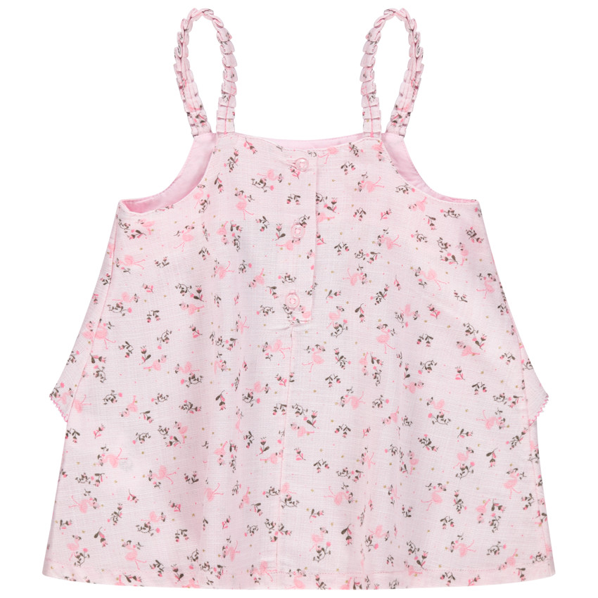 Top estampado integral con volantes fantásticos 