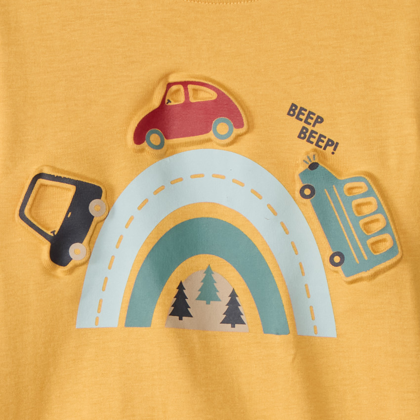 Camiseta de manga larga con estampado en relieve para bebé niño 