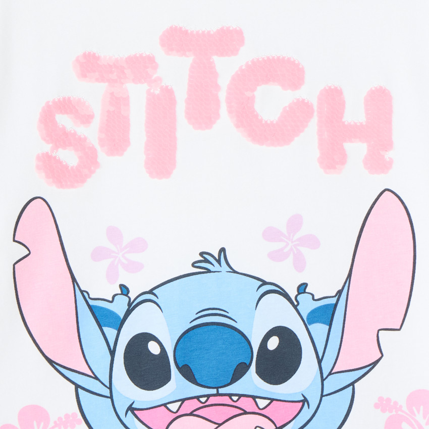 Camiseta de manga corta con estampado de Stitch de Disney para niña. 