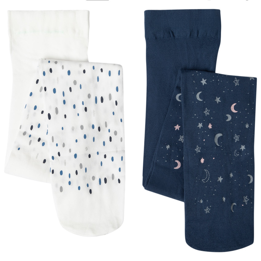 Pack de 2 medias finas con estampado de lunares y estrellas 