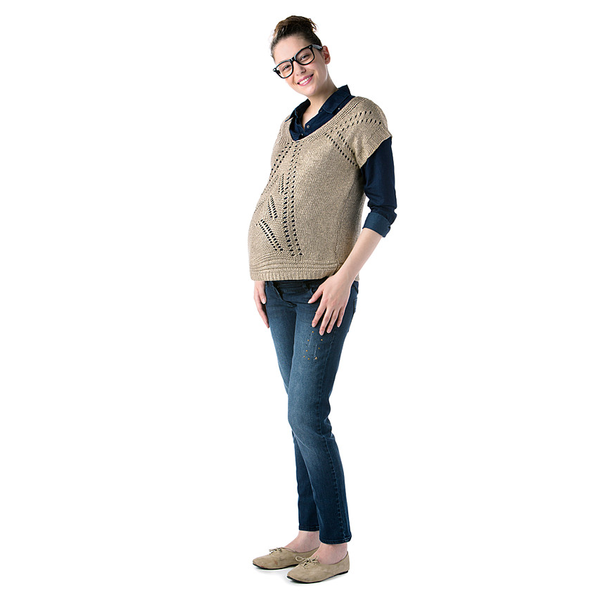 Jersey calado con manga corta de premamá  Additional Jersey calado con manga corta de premamá