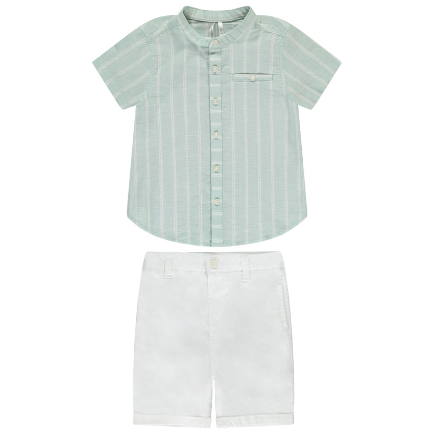 Conjunto de bermudas + camisa a rayas para bebé niño 