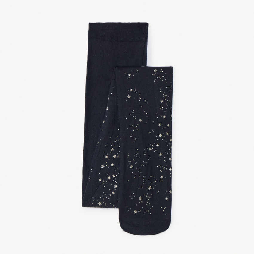 Medias finas con estampado de estrellas con purpurina niña 