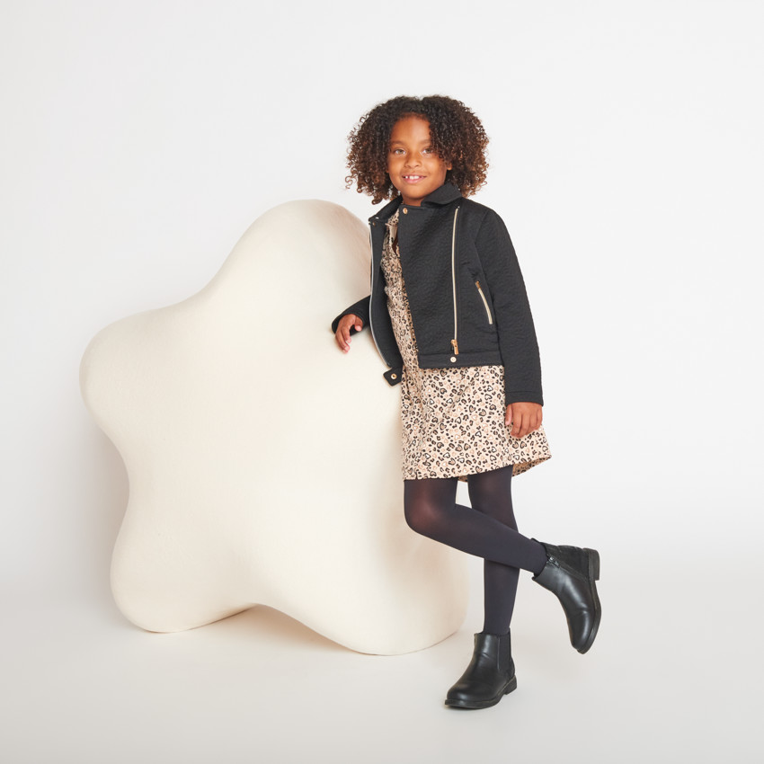 Robe chemise en voile imprimée style léopard pour fille 