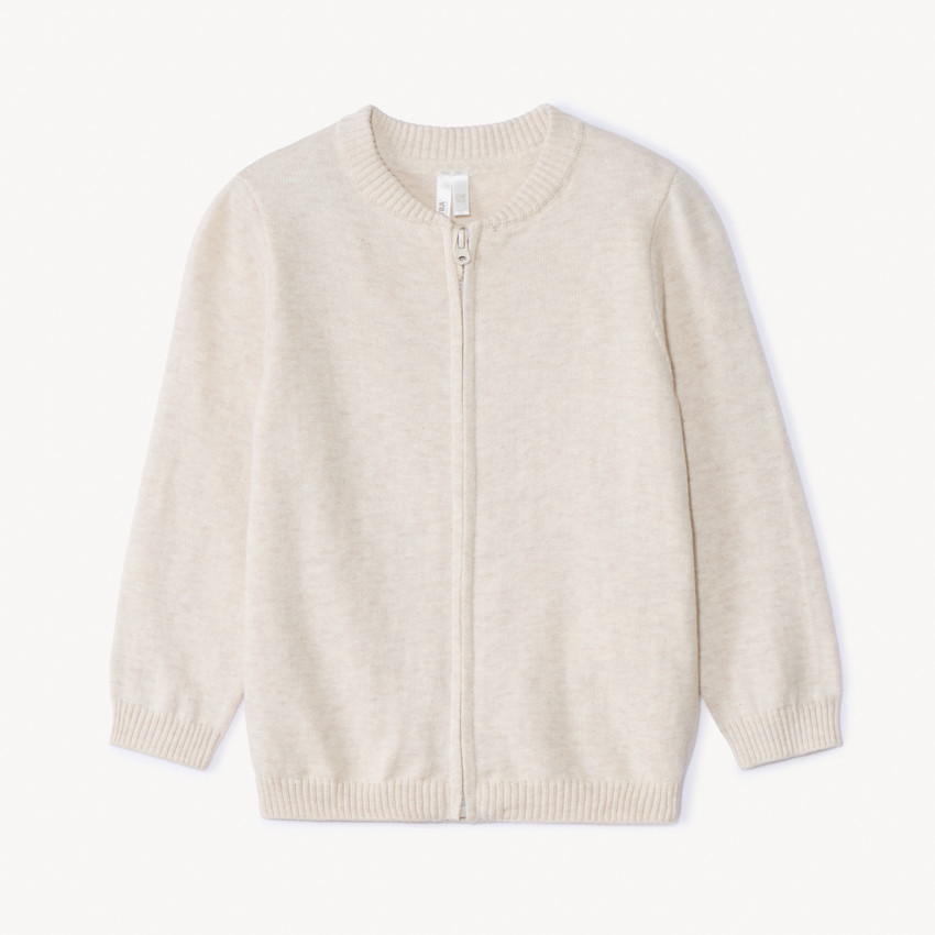 Chaqueta de punto lisa con cuello teddy para bebé niño 