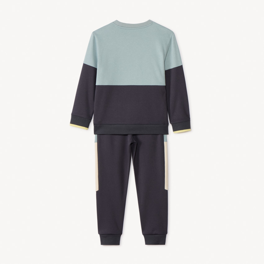 Conjunto de chándal de felpa con efecto de color block para niño 