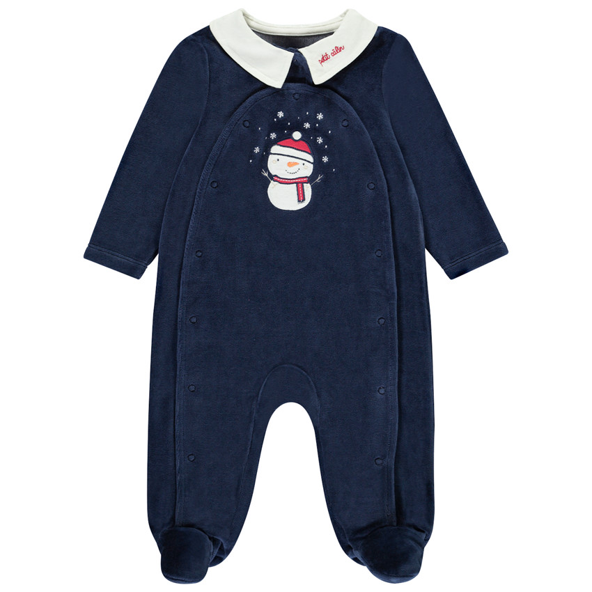 Pelele de terciopelo con cuello babero bordado para bebé niño 