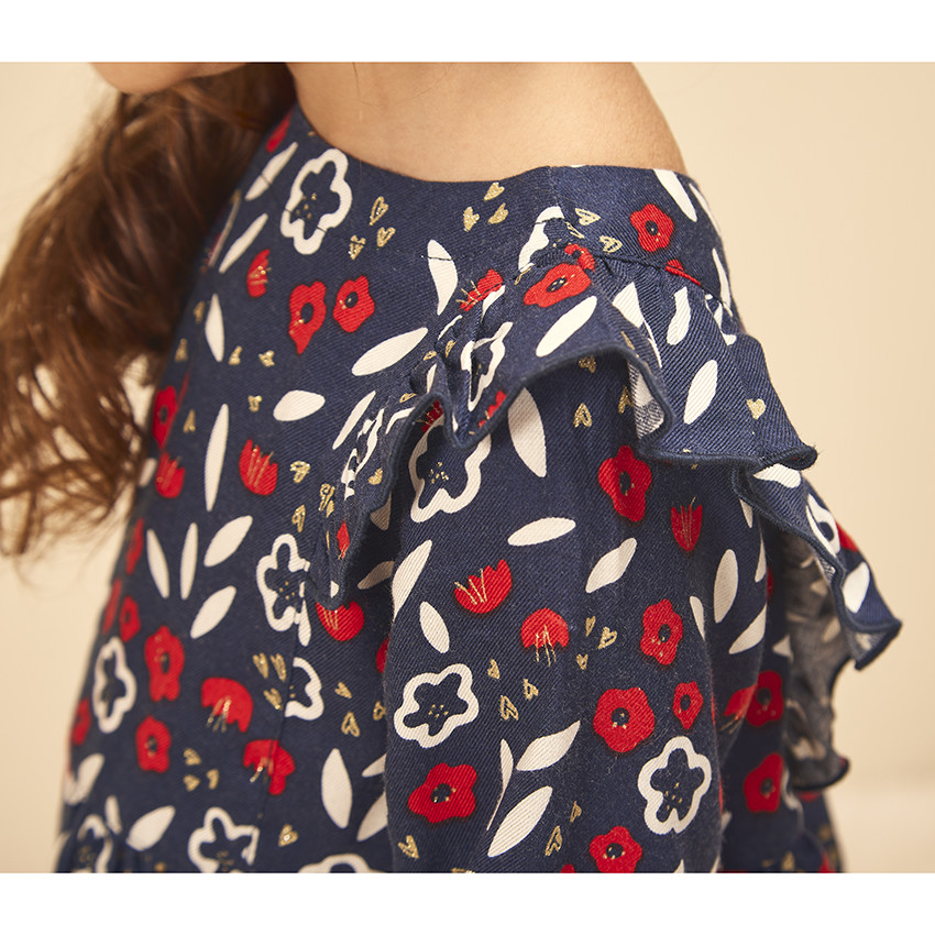Vestido de manga larga con estampado floral para bebé niña 