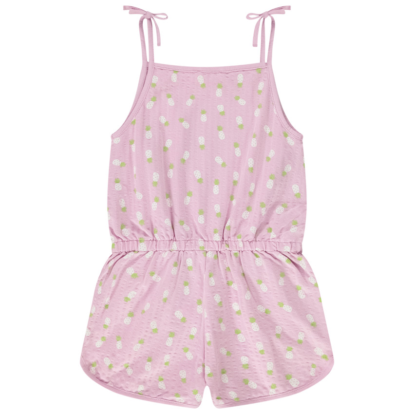 Combishort de punto de jersey gofrado con estampado de piñas para niña 