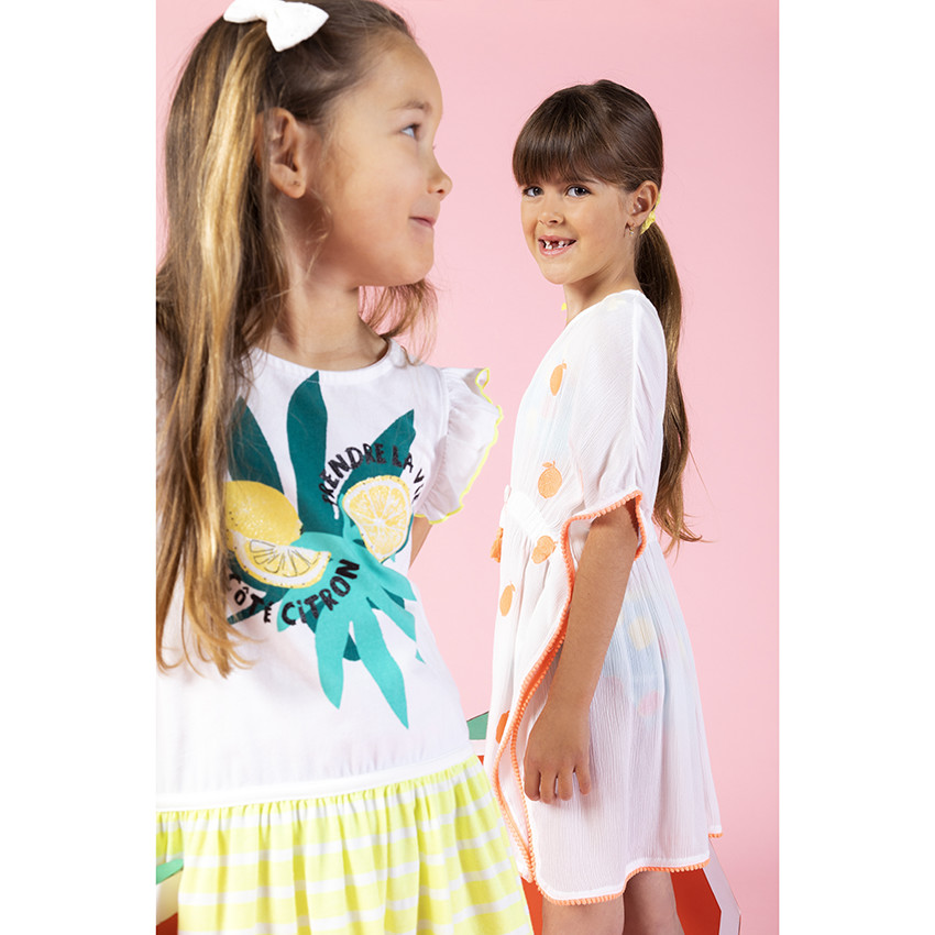Vestido manga corta algodón orgánico estampado rayas y frutas  Additional Vestido manga corta algodón orgánico estampado rayas y frutas
